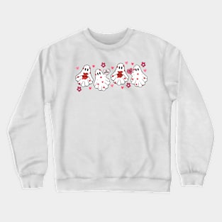 Retro Valentines Day Cute Ghost Boo Spooky Womens Girls Kids Crewneck Sweatshirt